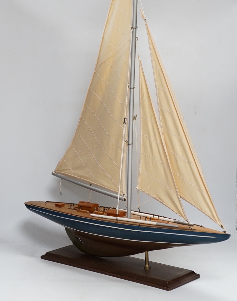 Two pond yachts, a yacht model and part of a Noah's Ark, longest hull 61cm